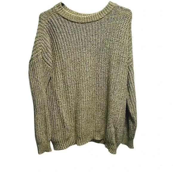 SO Tops - SO green/tan oversized knit sweater